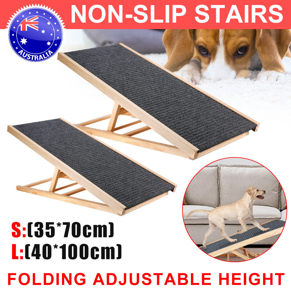 Foldable Dog Ramp | Adjustable Height Pet Stairs for Bed, Sofa & Car