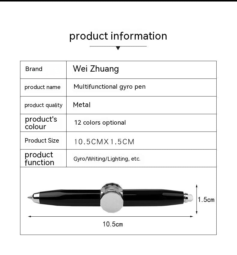 LED Spinning Gyro Metal Ballpoint Pen - View 1