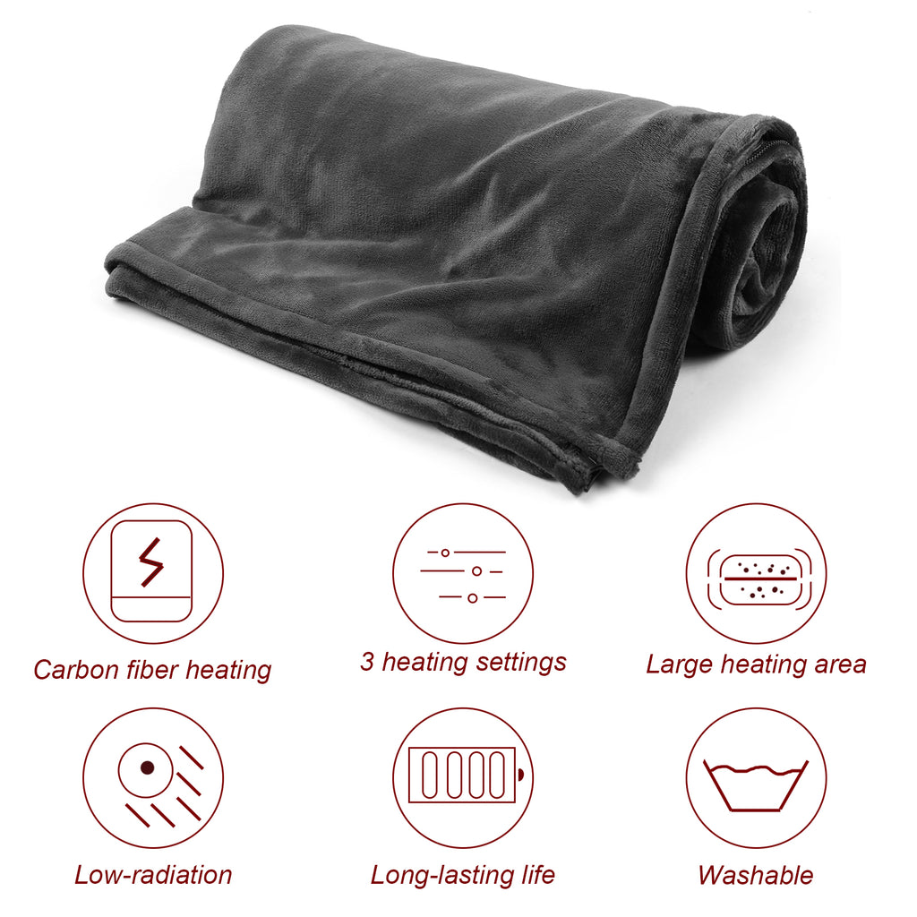 USB Electric Heated Blanket | Super Soft Coral Fleece | 3 Heat Settings