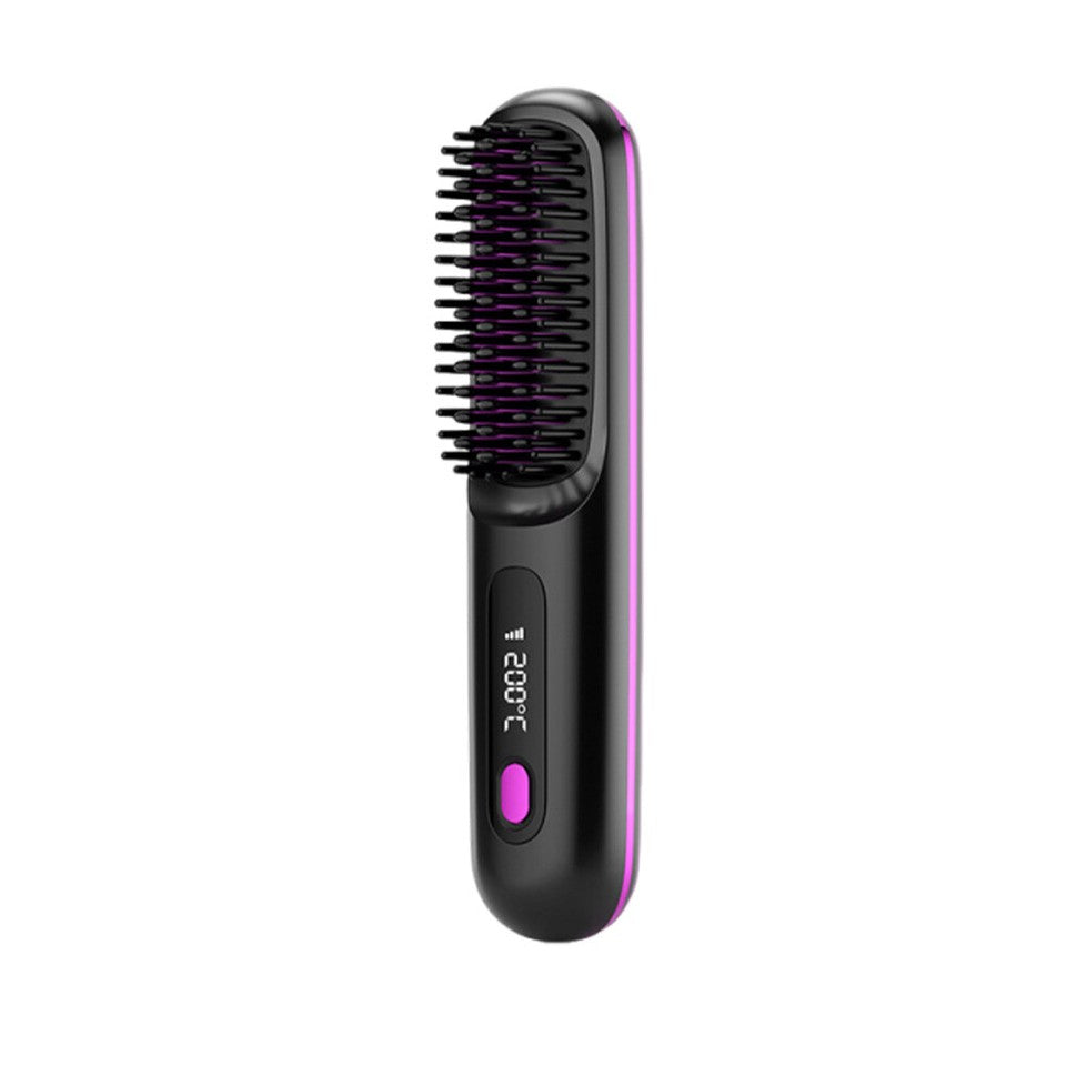 GoBrush PRO Cordless Hair Straightener Brush | Rechargeable Portable Mini Straightener