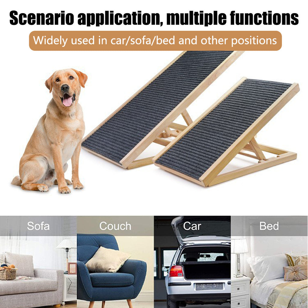 Foldable Dog Ramp | Adjustable Height Pet Stairs for Bed, Sofa & Car