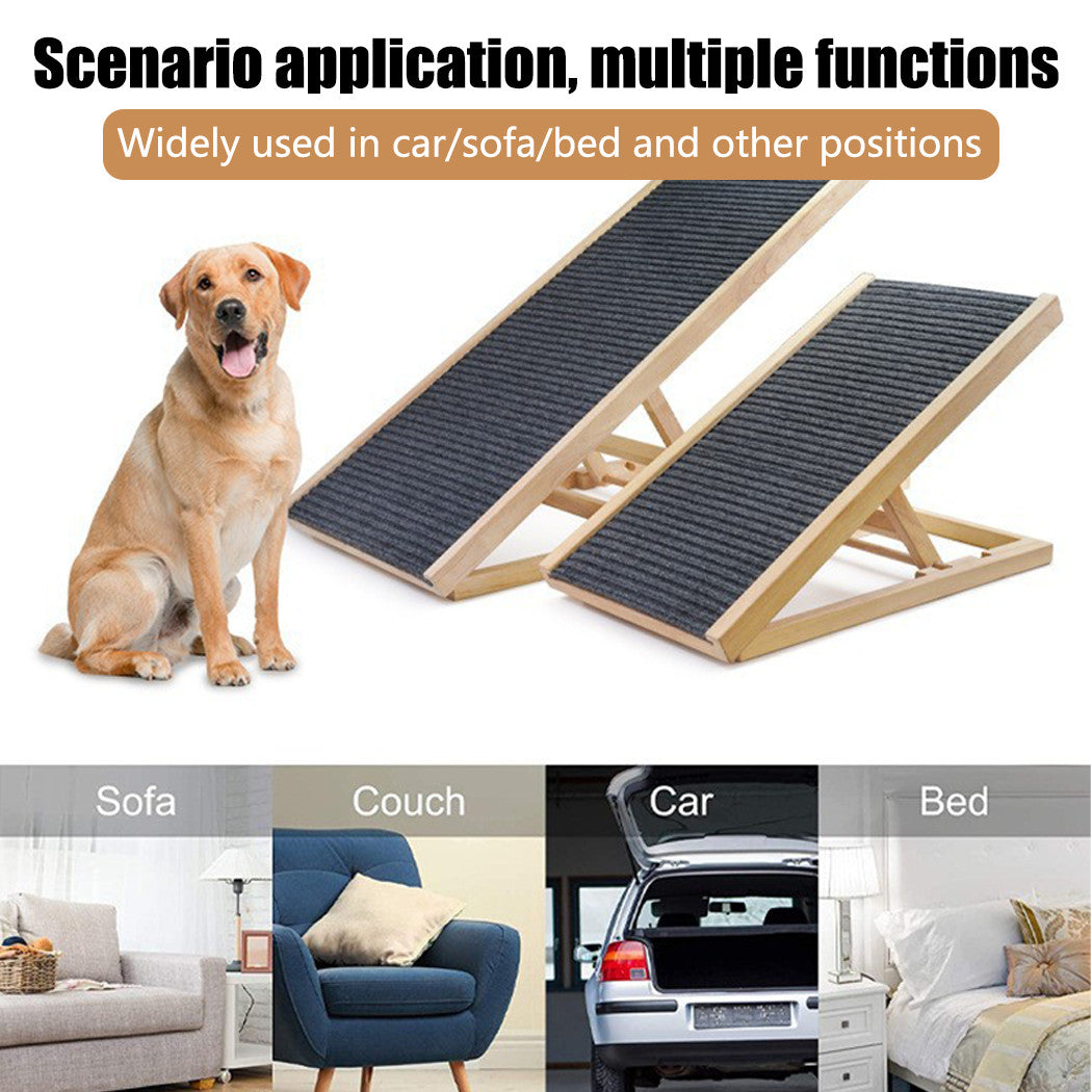Foldable Dog Ramp | Adjustable Height Pet Stairs for Bed, Sofa & Car