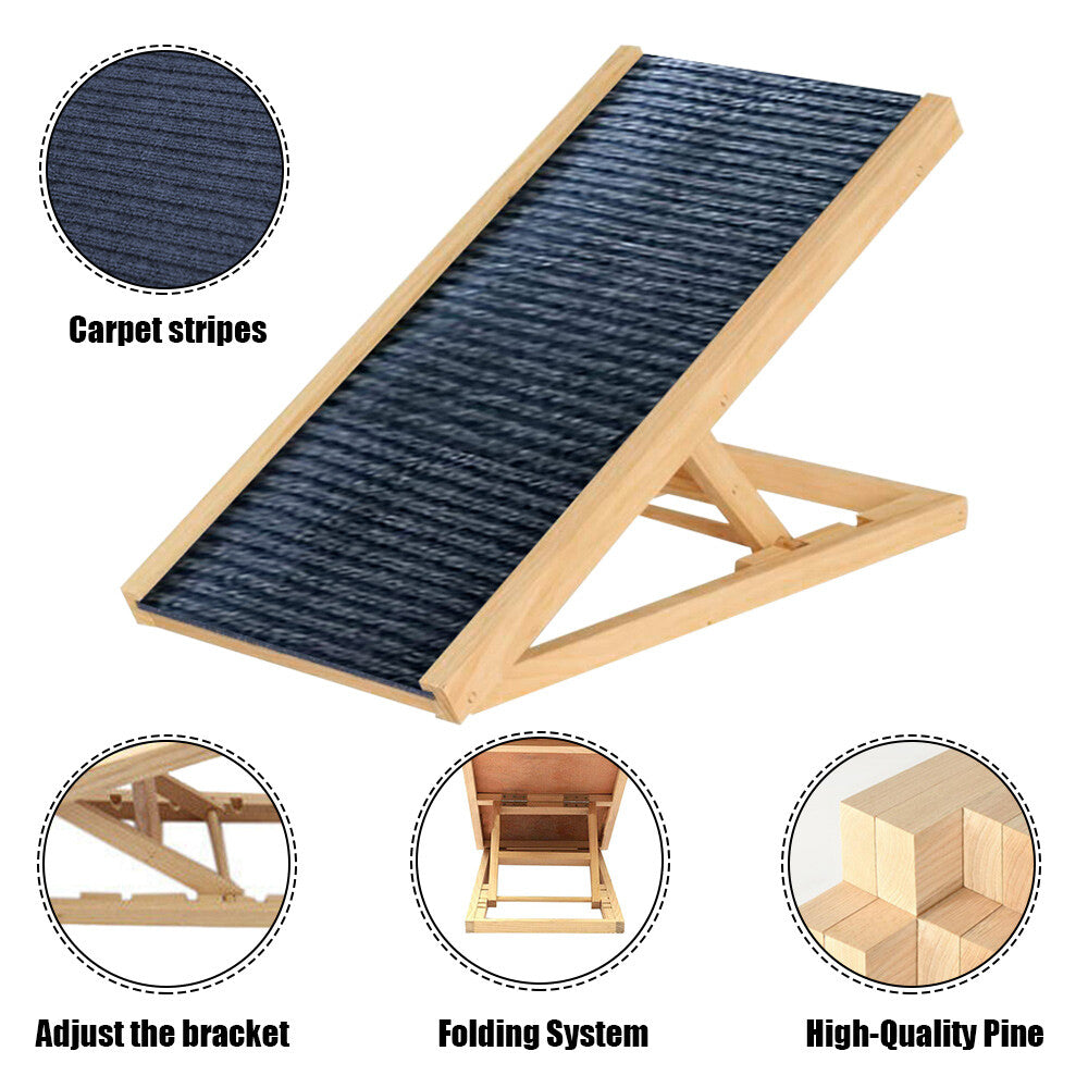 Foldable Dog Ramp | Adjustable Height Pet Stairs for Bed, Sofa & Car