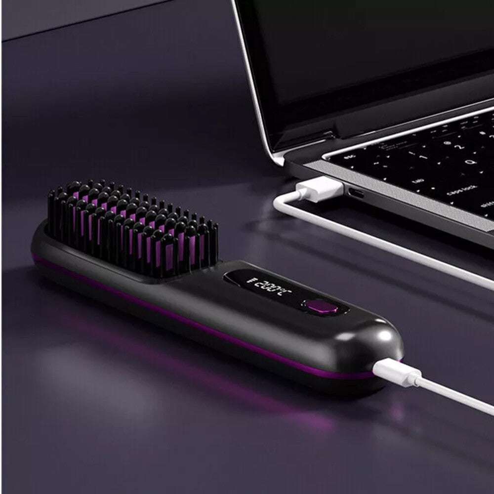 GoBrush PRO Cordless Hair Straightener Brush | Rechargeable Portable Mini Straightener