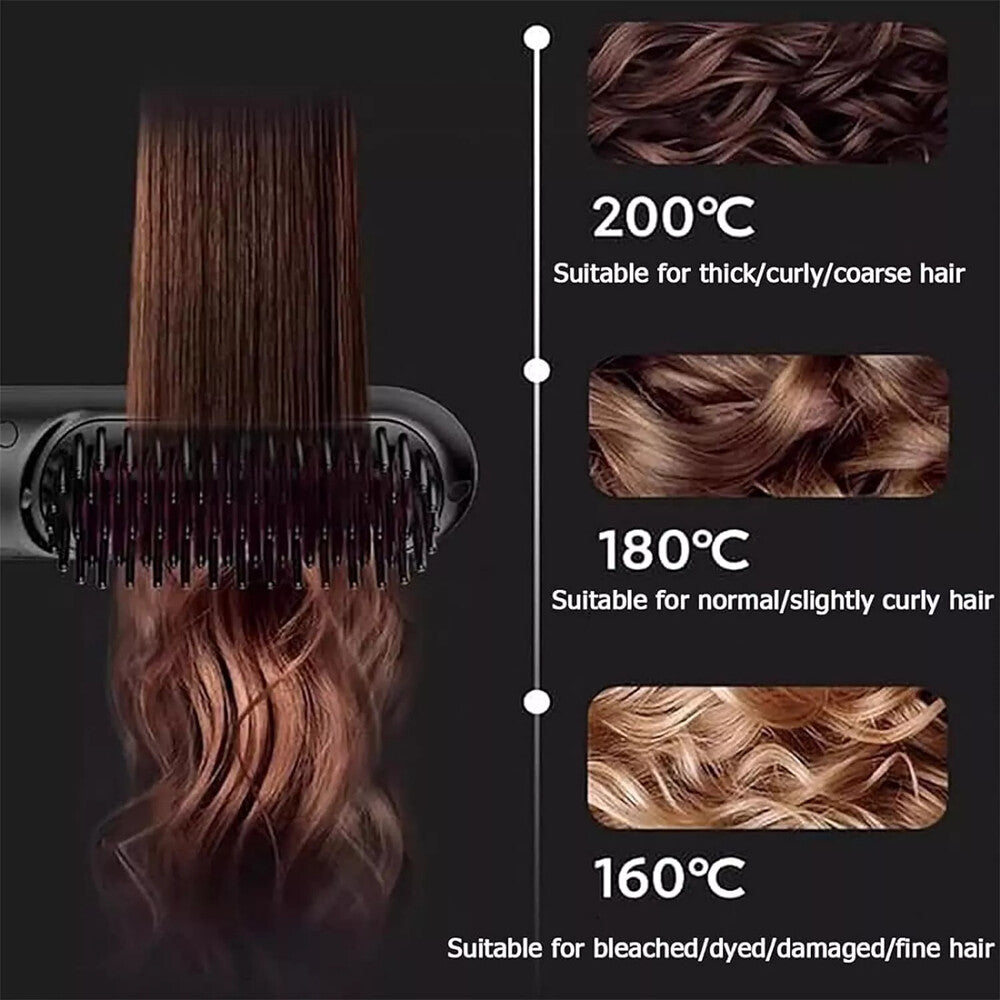 GoBrush PRO Cordless Hair Straightener Brush | Rechargeable Portable Mini Straightener