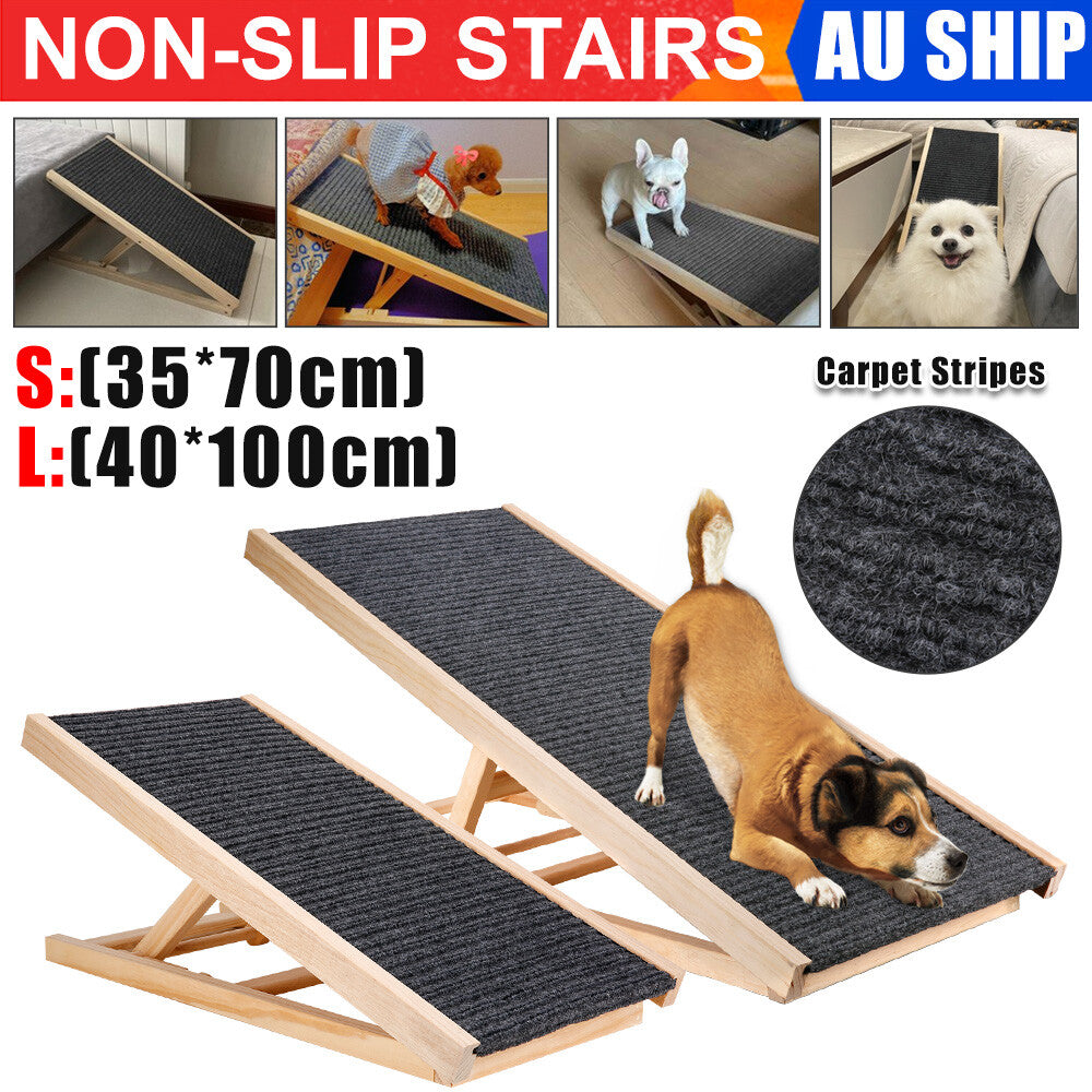 Foldable Dog Ramp | Adjustable Height Pet Stairs for Bed, Sofa & Car