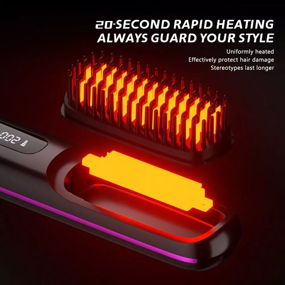 GoBrush PRO Cordless Hair Straightener Brush | Rechargeable Portable Mini Straightener