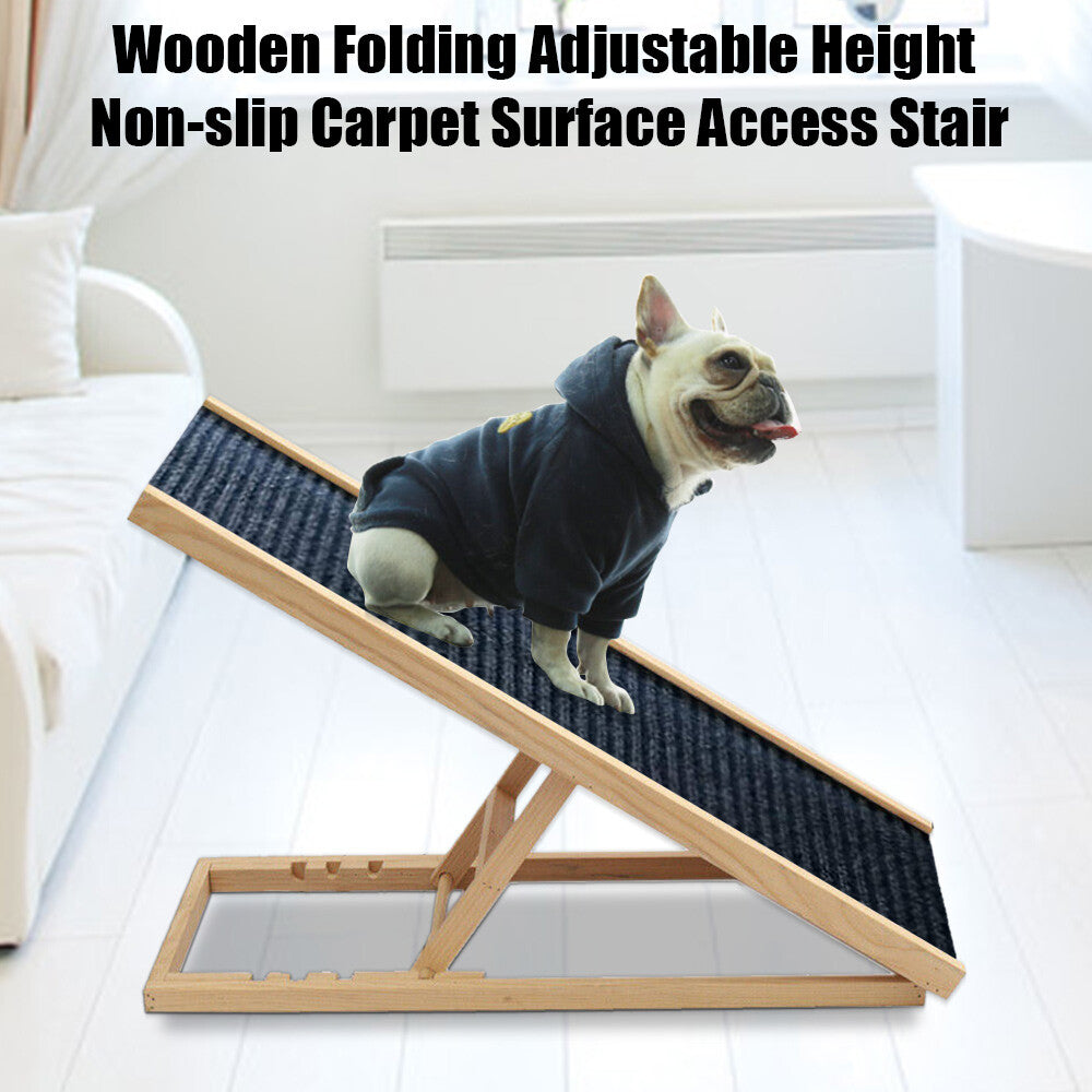 Foldable Dog Ramp | Adjustable Height Pet Stairs for Bed, Sofa & Car