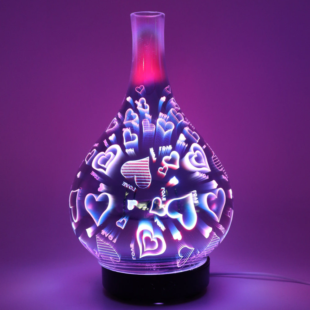 Home 3D Glass Aroma Diffuser Humidifier USB Powered Night Light