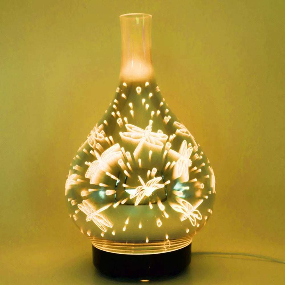 Home 3D Glass Aroma Diffuser Humidifier | USB Powered Night Light