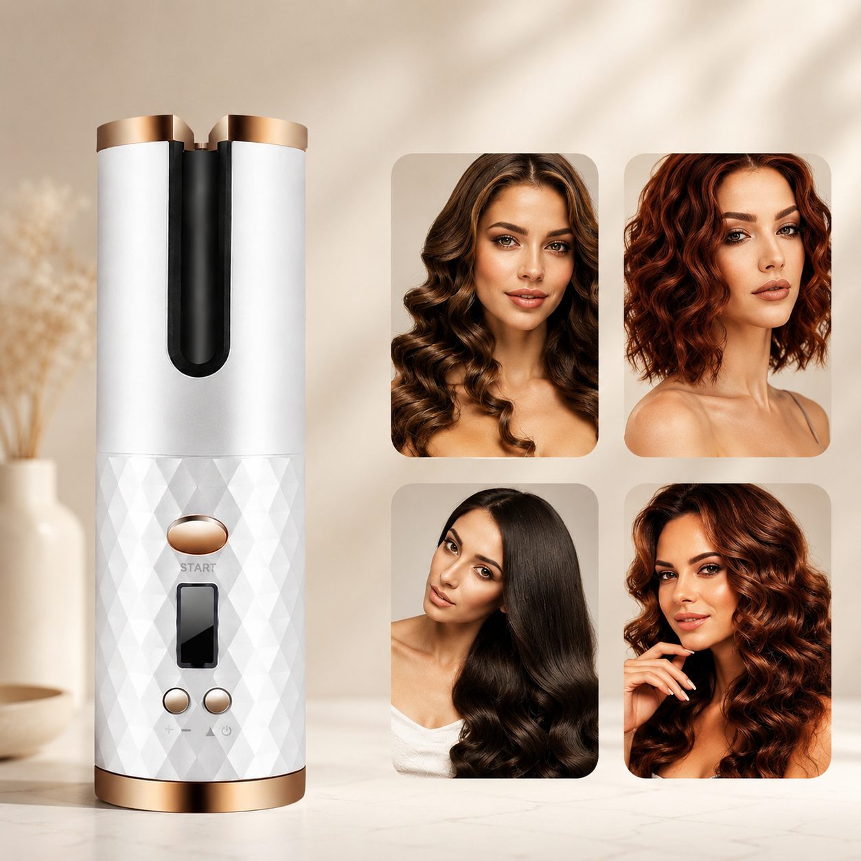 Electric Automatic Hair Curler | Wireless Cordless Curling Wand | 5 Colours