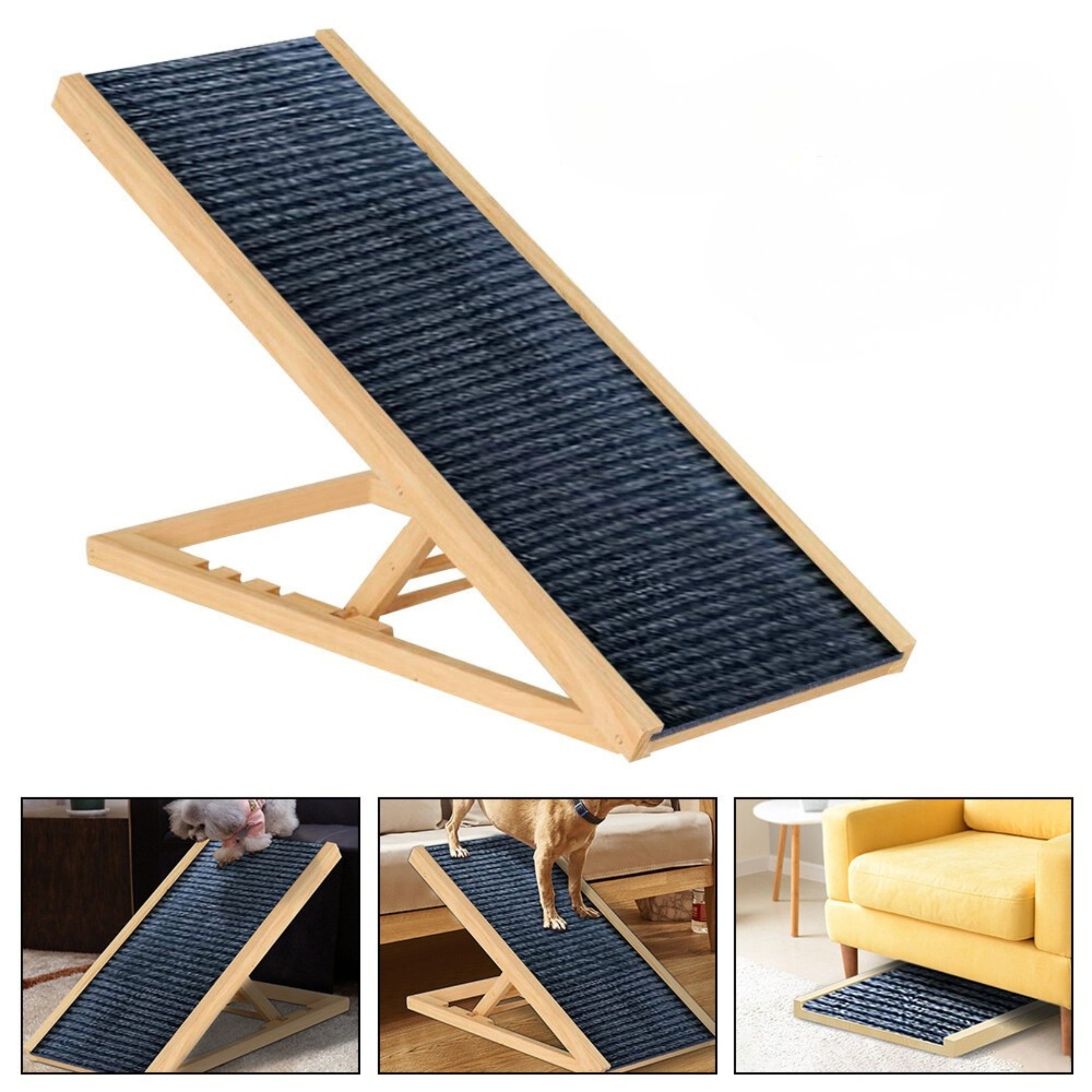 Foldable Dog Ramp | Adjustable Height Pet Stairs for Bed, Sofa & Car