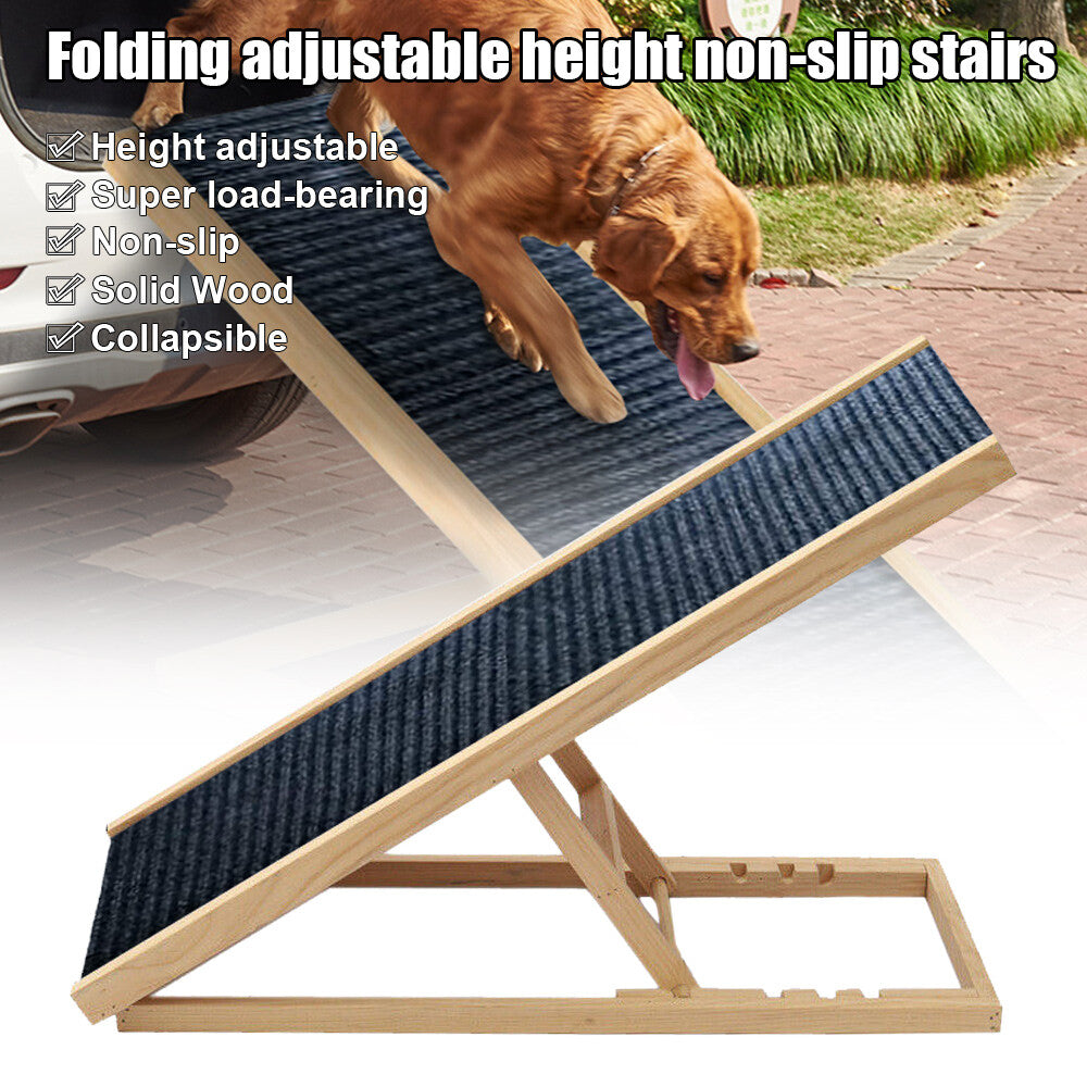 Foldable Dog Ramp | Adjustable Height Pet Stairs for Bed, Sofa & Car