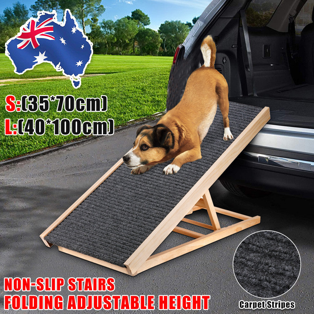 Foldable Dog Ramp | Adjustable Height Pet Stairs for Bed, Sofa & Car