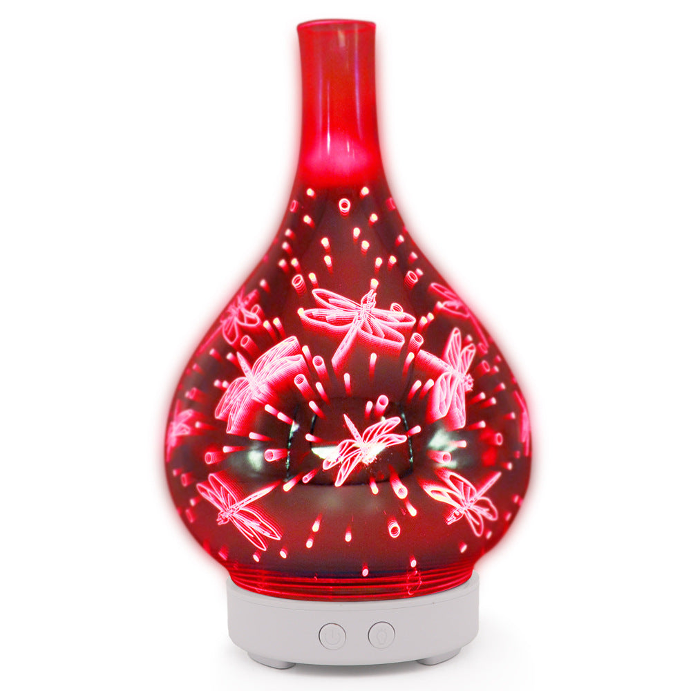 Dragonfly Deep Wood Grain - Home 3D Glass Aroma Diffuser Humidifier