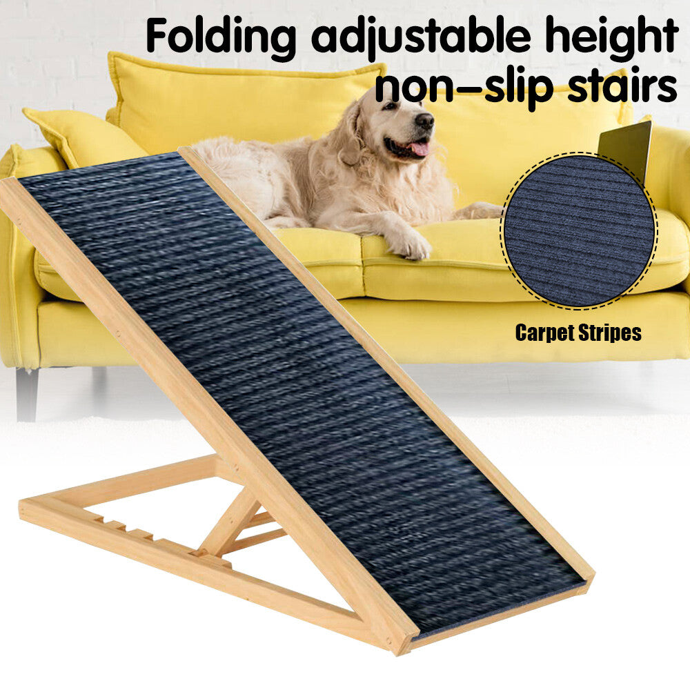 Foldable Dog Ramp | Adjustable Height Pet Stairs for Bed, Sofa & Car