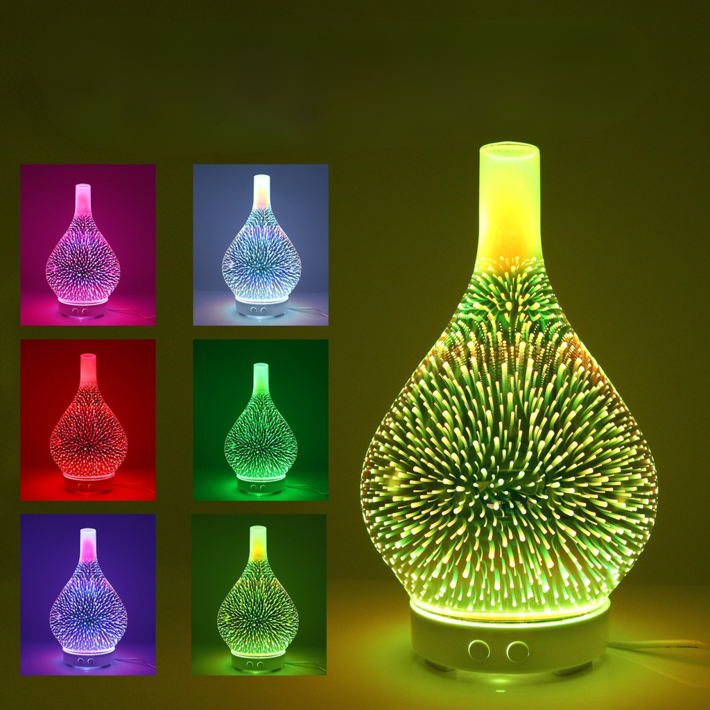 Home 3D Glass Aroma Diffuser Humidifier | USB Powered Night Light
