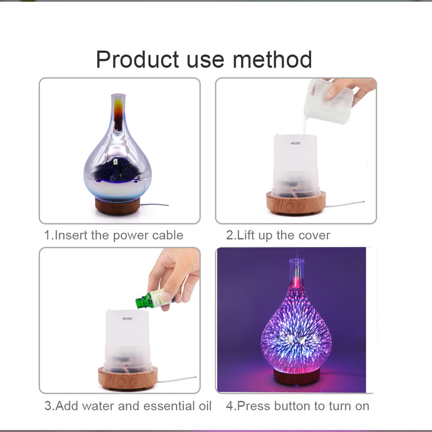 Fireworks Deep Wood - Home 3D Glass Aroma Diffuser Humidifier