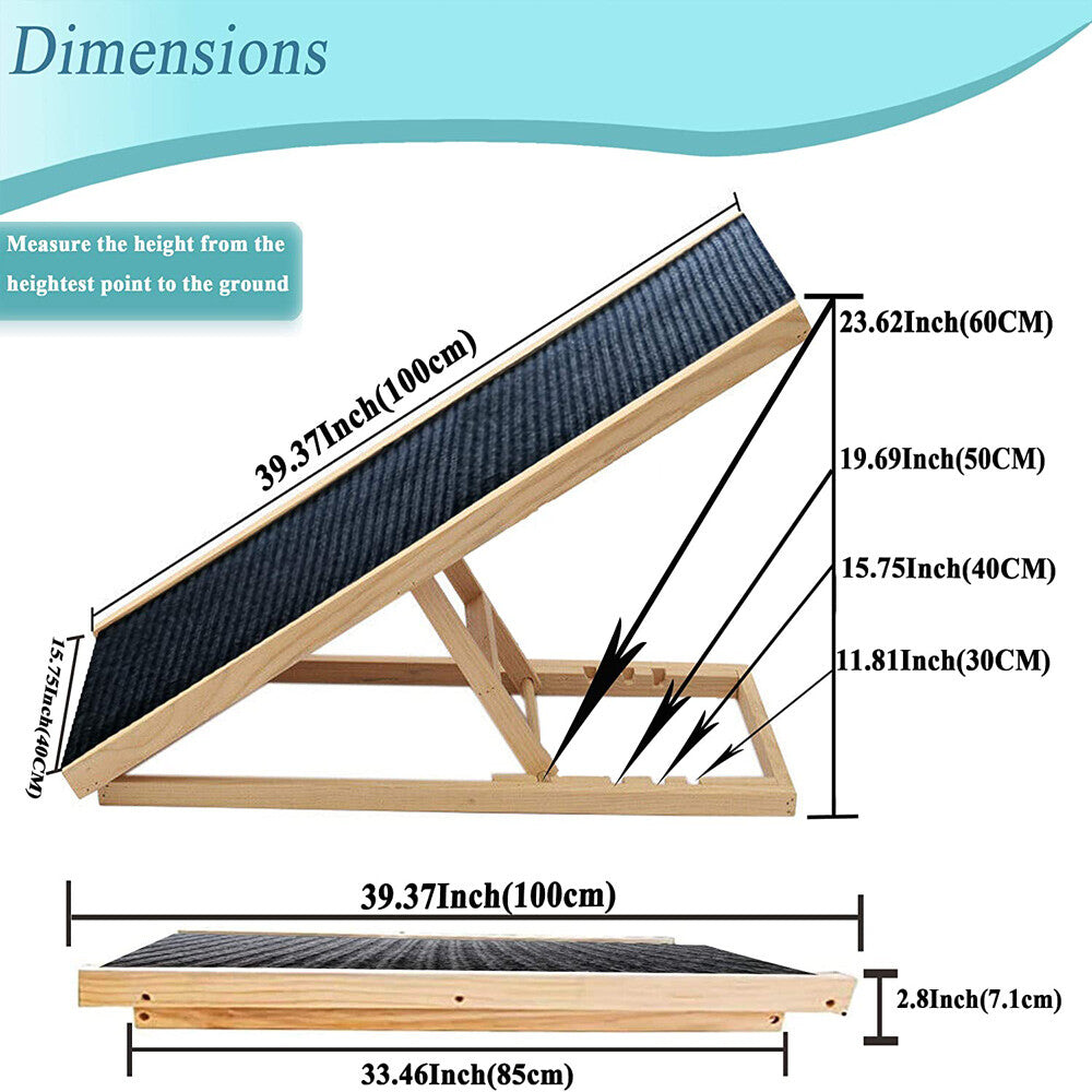 Foldable Dog Ramp | Adjustable Height Pet Stairs for Bed, Sofa & Car