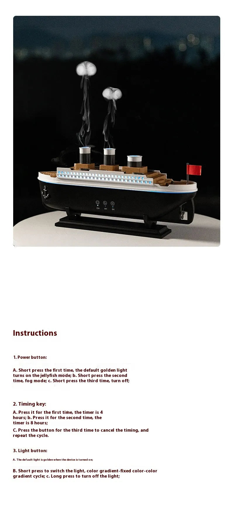 Retro Ship Ultrasonic Aroma Diffuser & Humidifier | 250mL Home Aromatherapy